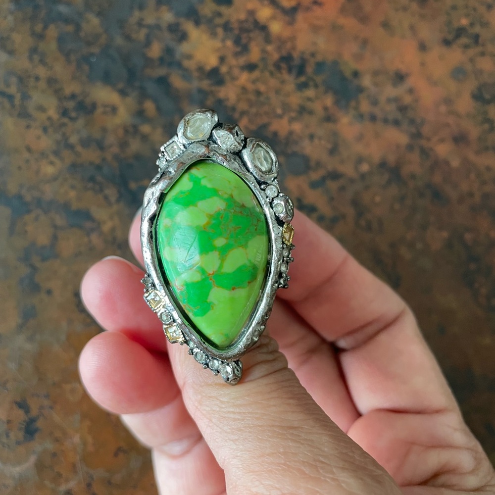 Alexis Bittar Green Mojave Turquoise Ring size 7 (AS IS) - Picture 2 of 7